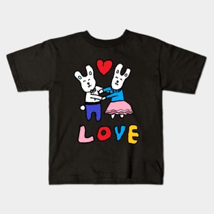 love bunny, rabbits, hand drawing Kids T-Shirt